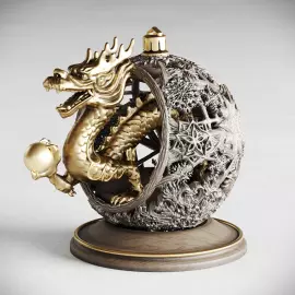 Сувенир из массива бука "Дракон в шаре"